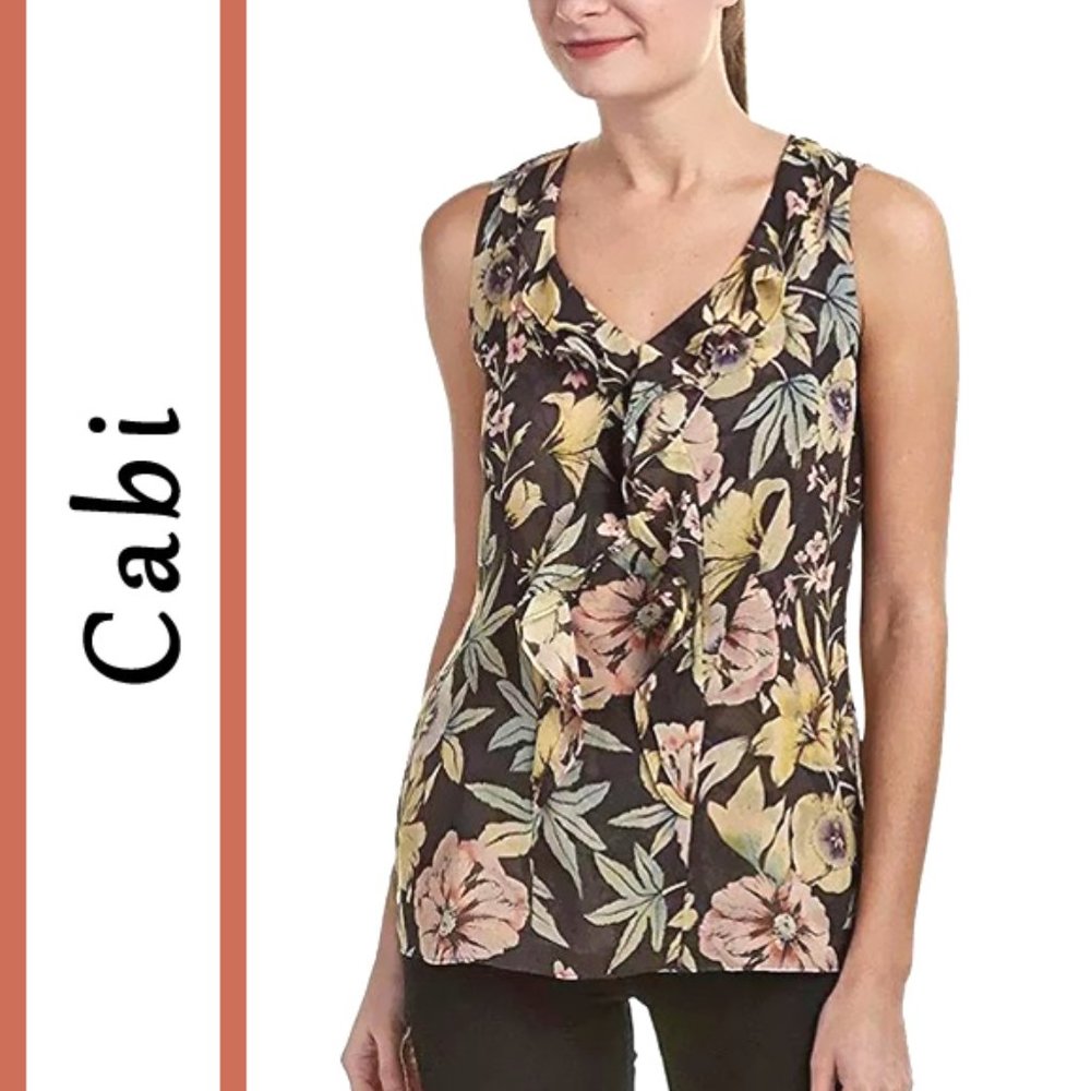 CAbi | 'Osaka Nights' Floral Ruffle Blouse Top